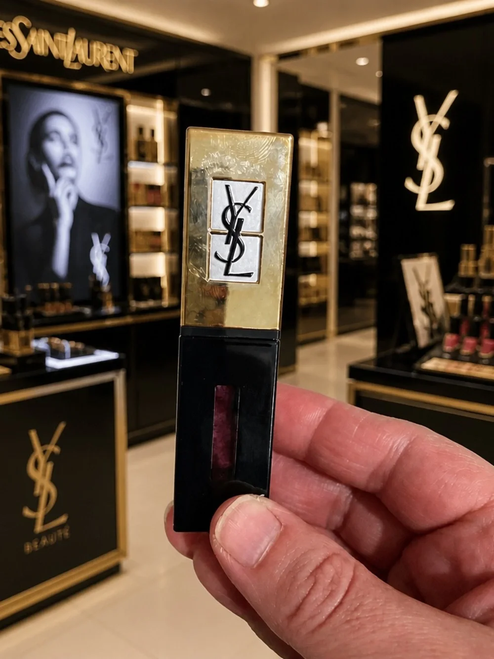YSL Rouge Pur Couture Vernis A Levres Pop Water Glossy Stain -Fuchsia Drops